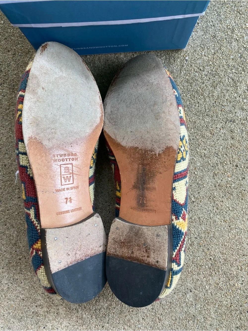 Stubbs & Wootton Women's Floral Tapestry Carpet Bleu Loafers